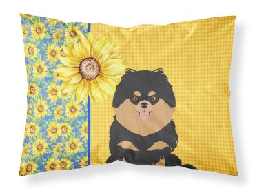 Summer Sunflowers Black and Tan Pomeranian Standard Pillowcase Lightweight Super Soft Easy Care Decorative Artwork Pillowcase, Standard