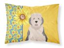 Summer Sunflowers Old English Sheepdog Standard Pillowcase Lightweight Super Soft Easy Care Decorative Artwork Pillowcase, Standard