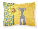 Summer Sunflowers Gray Italian Greyhound Standard Pillowcase Lightweight Super Soft Easy Care Decorative Artwork Pillowcase, Standard