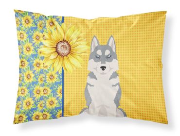 Summer Sunflowers Grey Siberian Husky Standard Pillowcase Lightweight Super Soft Easy Care Decorative Artwork Pillowcase, Standard