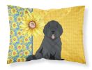 Summer Sunflowers Black Newfoundland Standard Pillowcase Lightweight Super Soft Easy Care Decorative Artwork Pillowcase, Standard