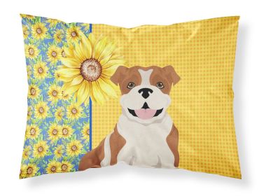 Summer Sunflowers Red English Bulldog Standard Pillowcase Lightweight Super Soft Easy Care Decorative Artwork Pillowcase, Standard