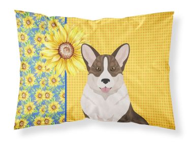 Summer Sunflowers Brindle Cardigan Corgi Standard Pillowcase Lightweight Super Soft Easy Care Decorative Artwork Pillowcase, Standard