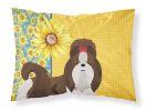Summer Sunflowers Liver and White Shih Tzu Standard Pillowcase Lightweight Super Soft Easy Care Decorative Artwork Pillowcase, Standard