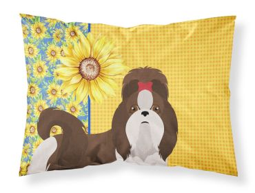 Summer Sunflowers Liver and White Shih Tzu Standard Pillowcase Lightweight Super Soft Easy Care Decorative Artwork Pillowcase, Standard