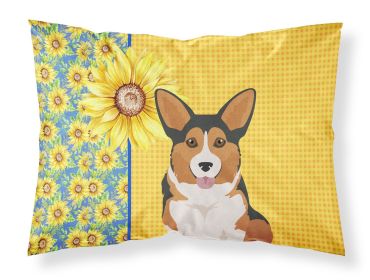 Summer Sunflowers Sable Pembroke Corgi Standard Pillowcase Lightweight Super Soft Easy Care Decorative Artwork Pillowcase, Standard