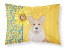 Summer Sunflowers Fawn Cardigan Corgi Standard Pillowcase Lightweight Super Soft Easy Care Decorative Artwork Pillowcase, Standard