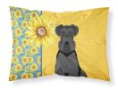 Summer Sunflowers Black Natural Ears Schnauzer Standard Pillowcase Lightweight Super Soft Easy Care Decorative Artwork Pillowcase, Standard