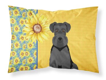 Summer Sunflowers Black Natural Ears Schnauzer Standard Pillowcase Lightweight Super Soft Easy Care Decorative Artwork Pillowcase, Standard