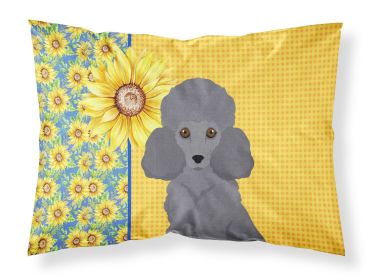 Summer Sunflowers Toy Grey Poodle Standard Pillowcase Lightweight Super Soft Easy Care Decorative Artwork Pillowcase, Standard