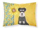 Summer Sunflowers Black and Silver Natural Ears Schnauzer Standard Pillowcase Lightweight Super Soft Easy Care Decorative Artwork Pillowcase, Standard