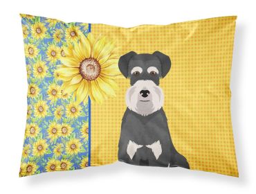 Summer Sunflowers Black and Silver Natural Ears Schnauzer Standard Pillowcase Lightweight Super Soft Easy Care Decorative Artwork Pillowcase, Standard