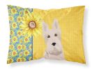 Summer Sunflowers Wheaten Scottish Terrier Standard Pillowcase Lightweight Super Soft Easy Care Decorative Artwork Pillowcase, Standard