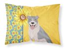Summer Sunflowers Blue and White Pit Bull Terrier Standard Pillowcase Lightweight Super Soft Easy Care Decorative Artwork Pillowcase, Standard