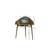 Manhattan Comfort Bradley Corner Desk with Keyboard Shelf in Rustic Brown and Yellow
