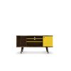Manhattan Comfort Liberty 53.14" Mid-Century Modern TV Stand with 5 Shelves and 1 Door in Rustic Brown and Yellow with Solid Wood Legs