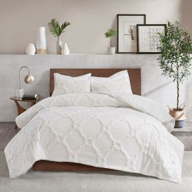 3 Piece Tufted Cotton Chenille Geometric Duvet Cover Set (Color: as Pic)